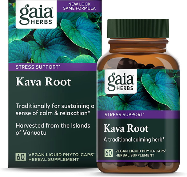 Gaia Herbs  Kava Kava Liquid Phyto Capsules, 60 Vegetarian Capsules