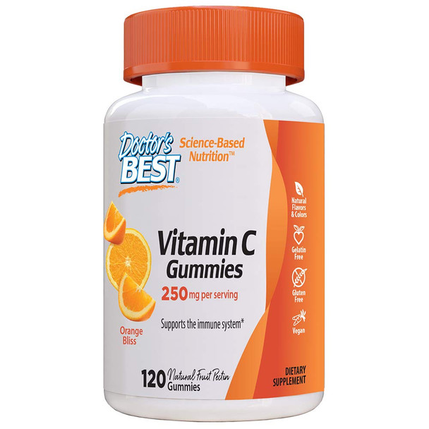 Doctor's Best Vitamin C 250 mg, Orange Bliss, 120 Gummies