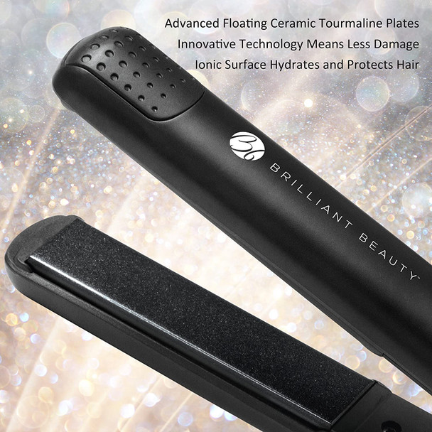 Brilliant Beauty straight genius ceramic ionic tourmaline flat iron with heat resistant mat, 6 Count