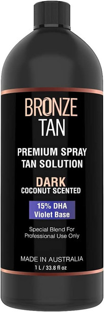 Bronze Tan Special DARK Blend Premium Spray Tan Solution For Spray Tanning Professionals - Coconut Scented Sunless Tanning Solution (1 Liter / 33.8 FL OZ)