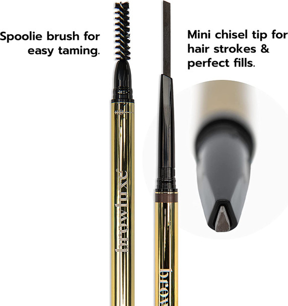 browluxe Precision Brow Pencil for Microblading Effect | Taupe Eyebrow Pencil for Blondes | Waterproof Eyebrow Pen and Eye Brow Brush | Smudge Proof Eyebrow Pencil