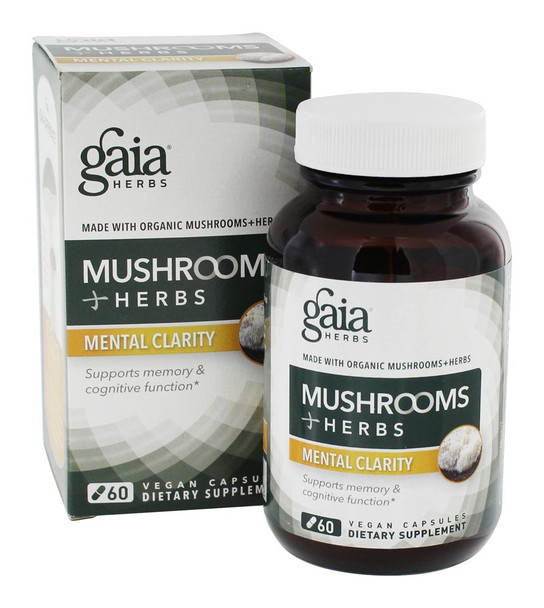 Gaia Herbs Mushrooms Herbs Mental Clarity, 60 Vegetarian Capsules