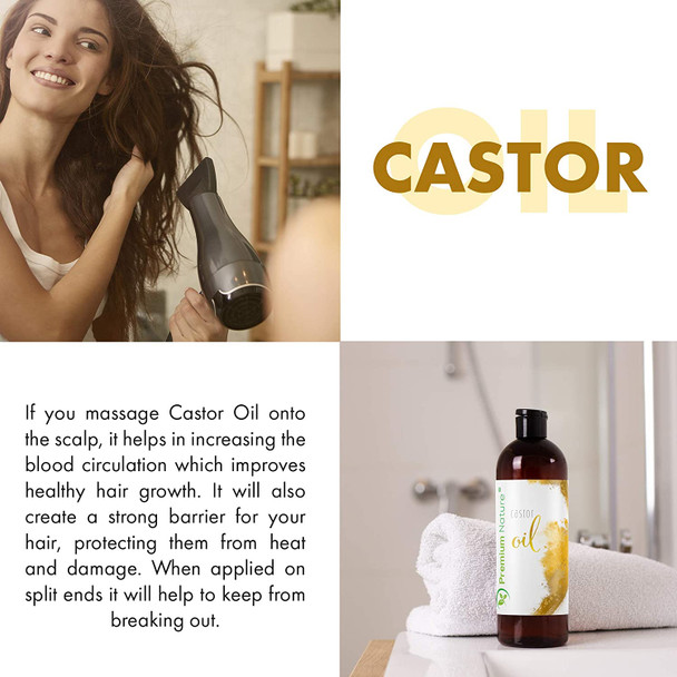 Carrier Oils For Essential Oil - Coconut Oil Castor Oil Grapeseed Oil Avocado Oil & Sweet Almond Oil 16oz Each 5 Piece Variety Set - Best Oils for Stretch Mark Massage Oil Mixing