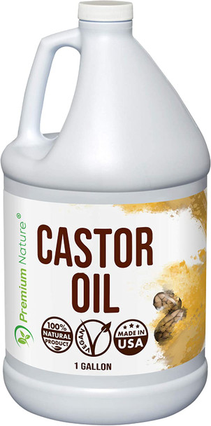 Castor Oil Pure Carrier Oil - Cold Pressed Organic Castrol Oil for Essential Oils Mixing Natural Skin Moisturizer Body & Face, Eyelash Caster Oil, Eyelashes Eyebrows Lash & Hair Growth Serum 1 Gallon