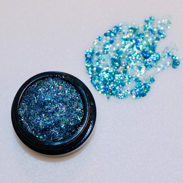 Cjp Beauty Eyeshadow Chunky Glitter - 14G / 0.49 Oz - Certified Cruelty And Gluten-Free And Vegan-Friendly | Self-Adhesive And Quick-Dry For Eyes, Face, Body, Hairs, And Nails - Ocean Vibes