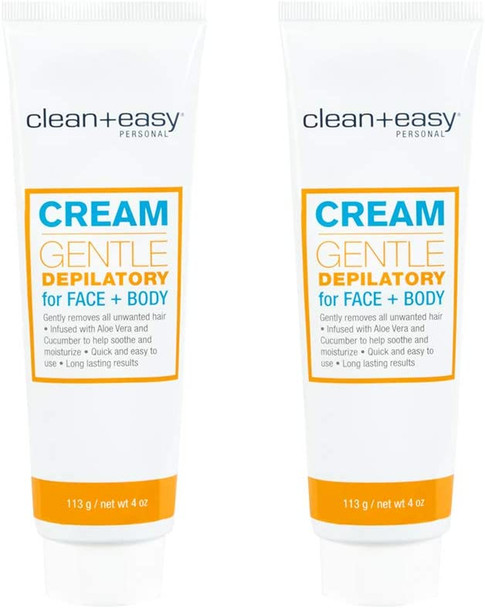 Clean + Easy Cream Gentle Depilatory for Face & Body 4oz, 2-Pack