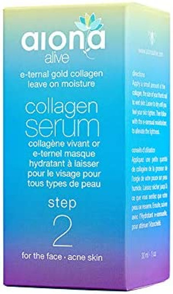 Collagen Serum for Face for Acne Skin (Step 2) - Anti-Aging, Anti-Wrinkle, Moisturizing, Anti-bacterial, Anti-inflammatory, Soothing (30 mL) by aiona alive