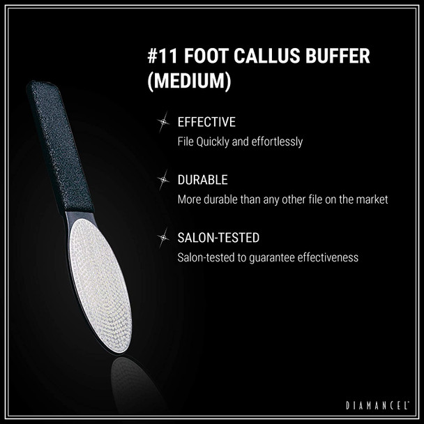 Diamancel Luxury Diamond Foot Buffer - 11 Medium Grit Rasp  For Average Calluses, Rough Skin & Regular Maintenance