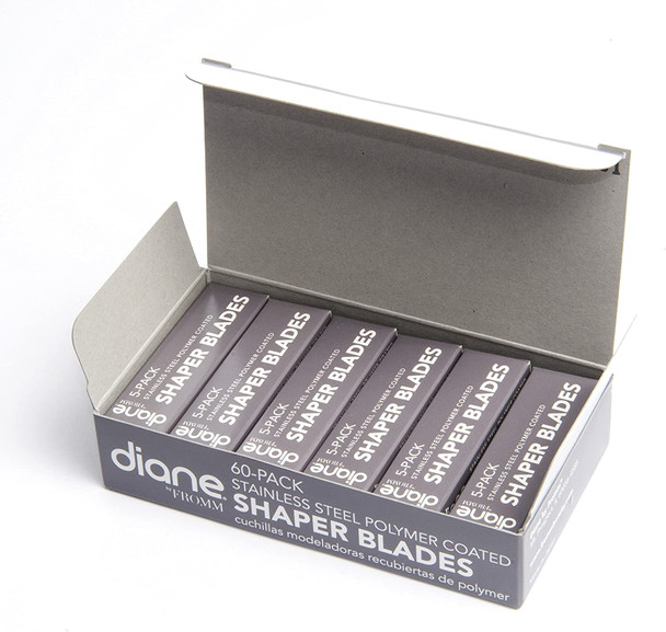 Diane Stainless Steel Polymer Hair Shaper Razor Shaving Blades, 60 Count