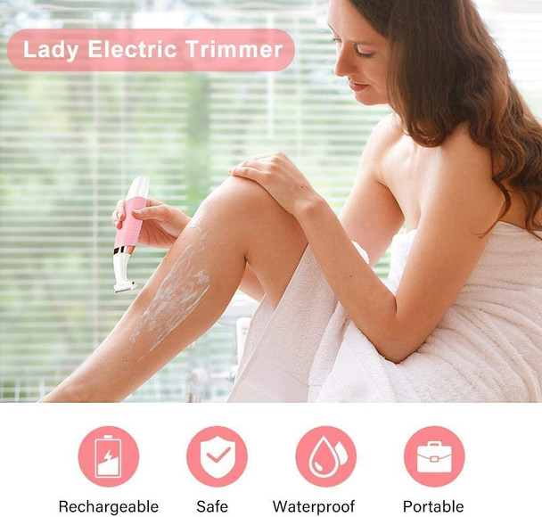 Electric Lady Shaver, Facial Hair Trimmer, Cordless Bikini Womens Electric Razor, Rechargeable Body Hair Epilator, Painless 5 in 1 Hair Removal for Face, Arms, Back, Legs, Underarms & Nose, Eyebrows