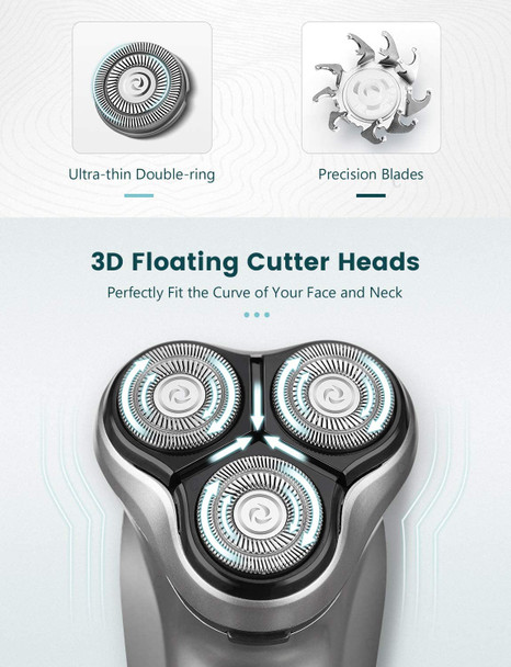 Electric Shaver YOHOOLYO 3D Floating Heads Rotary Shaver for Men Cordless with Pop-up Trimmer