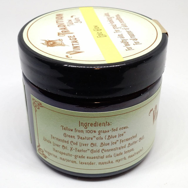 Epic Glow Beef Tallow Balm  Glow Boosting Moisturizer with Lavender Oil, Myrrh Oil, Manuka Face Oil, and Fish Oils  Beef Tallow for Skin Care from Head to Toe by Vintage Tradition, 2 fl. oz.