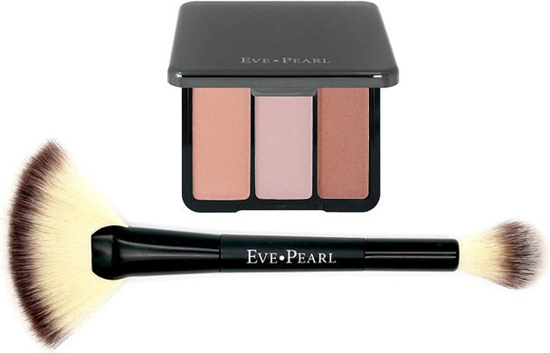 EVE PEARL Blush Trio Blush Palette Long Lasting Skincare Makeup And Dual 204 Fan Highlighter Hypoallergenic Brush Set Make up Kit- Sweet Cheeks