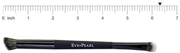 EVE PEARL Dual Ended Brush Contour Concealer Blender Fan Liner Highlighter Brow Cruelty Free Hypoallergenic Easy Blending Makeup Brushes (B205 Crease Blender)