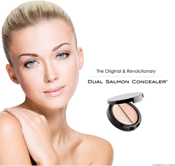 EVE PEARL Dual Salmon Concealer Full Coverage Under Eye Concealer Smooth Skin Treatment Brighten Makeup Hydrate Skincare (Tan)