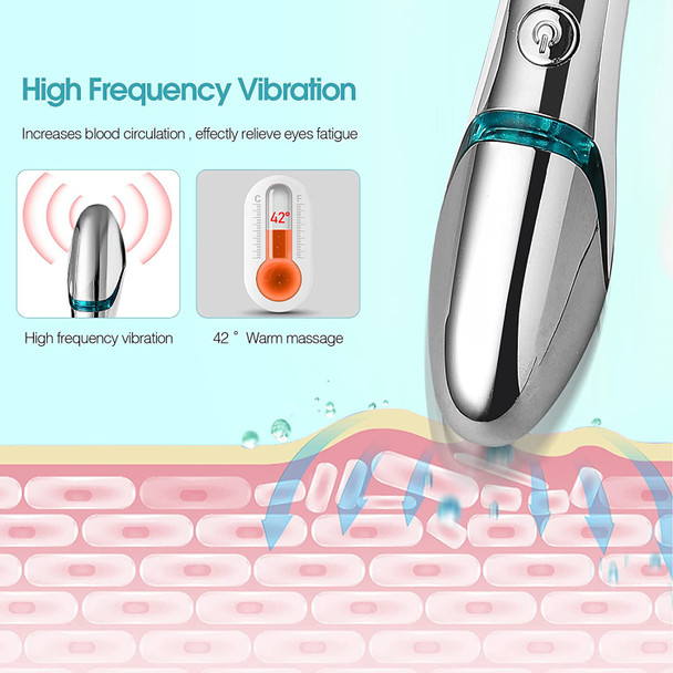 Eye Massager Wand With Thermal Treatment To Remove Under Dark Circles And Eliminate Eye Bags.vibration For Reduce Wrinkles,relieve Eye Fatigue,usb Rechargeable,face Care Massage Electric Tools