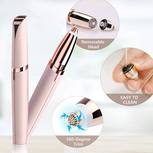 Eyebrow Hair Remover Arllison Painless Portable Precision Electric Eyebrow Hair Trimmer for Women Men, Rose Gold (Battery Powered)