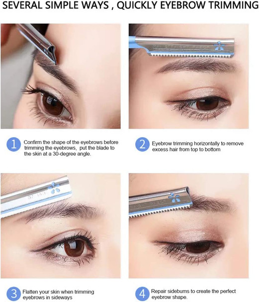 Eyebrow Trimmer Completely Stainless Steel Eyebrow Razor with Cover for Men&Women (5PCS)