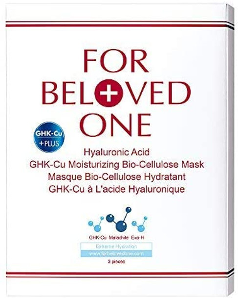 Face Mask, Facial Sheet Mask, Hyaluronic Acid Tri-Molecules GHK-Cu Moisturizing Bio-Cellulose Mask (3-pack) by For Beloved One