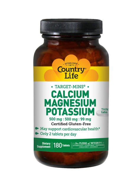 Country Life Target Mins - Calcium Magnesium Potassium, 500mg/500mg/99mg - 180 Tablet