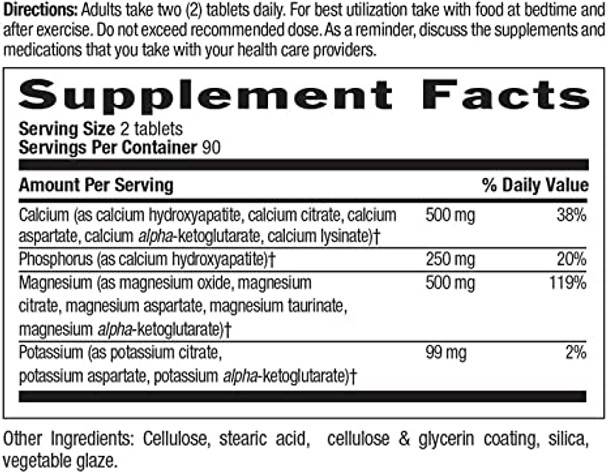 Country Life Target Mins - Calcium Magnesium Potassium, 500mg/500mg/99mg - 180 Tablet