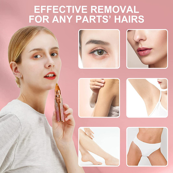 Facial Hair Removal, 2 In 1 Facial Hair Removal for Women, Eyebrow Razor and Painless Hair Remover for Women with Built-in LED Light.