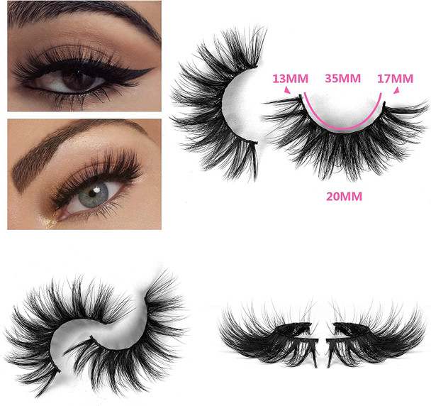 False Eyelashes 20MM Dramatic Long Fake Eyelashes 15 Pairs Thick Fluffy Wispy Faux Mink Lashes Multipack by Yawamica