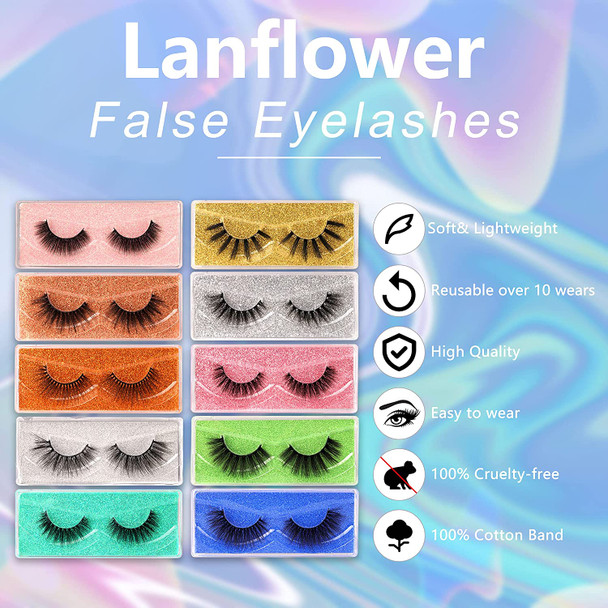 False Eyelashes Wholesale 30 Pack 10 Styles Natural 3D Faux Mink Lashes Bulk with 30 Portable Boxes