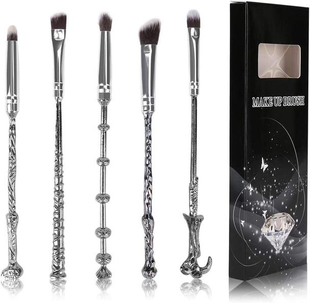 Fashion Base 5PCS/SET Metal Handle Makeup Brushes Set Cosmetics Brushes Blending Makeup Brushes,Eyeshadow Brushes (Black&Brown)