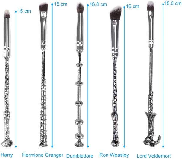 Fashion Base 5PCS/SET Metal Handle Makeup Brushes Set Cosmetics Brushes Blending Makeup Brushes,Eyeshadow Brushes (Black&Brown)