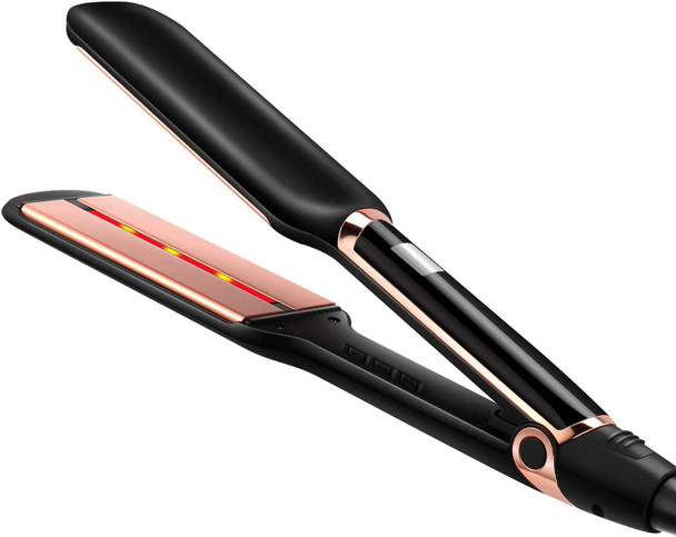 Flat Iron for Hair, DORISILK Professional Ceramic Tourmaline 2 inch Wide Infrared Hair straightener with Digital Temperature Control 250-450 Degrees, Instant Heat Up, Dual Voltage