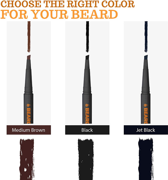 FOLLICLE BOOSTER Beard Pen - BLACK - Barber Pencil Beard Filler with Brush Waterproof Proof & Sweat Proof