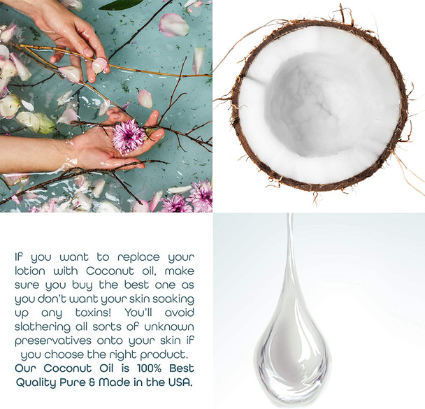 Fractionated Coconut Oil Massage Oils - Liquid MCT Natural & Pure Body Moisturizer Cold Pressed Carrier Massage Oil for Essential Oils Hair Face & Dry Skin 1 Gallon Value Bulk Size Clear