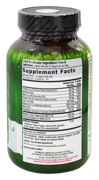 Irwin Naturals Mega B Complex, 60 Liquid Soft-Gels