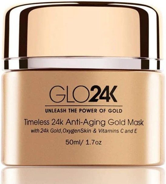 GLO24K Timeless 24k Anti-Aging Gold Mask with 24k Gold,OxygenSkin & Vitamins C and E