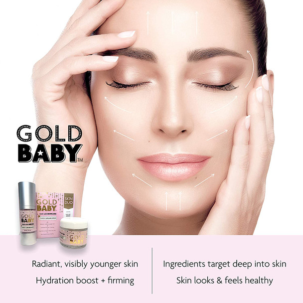 GOLD BABY 24K GOLD | Anti-aging Skincare | Face Serum 30 mL + Face Moisturizer Cream 50 mL | Vegan and Natural | Made in Canada