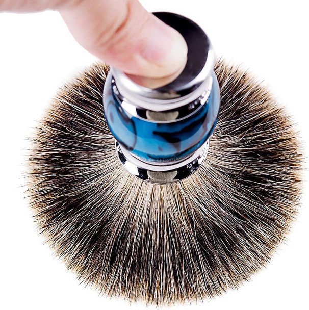 Grandslam Finest Badger Shaving Brush with Resin Handle- Engineered for the Best Shave of Your Life (Blue)