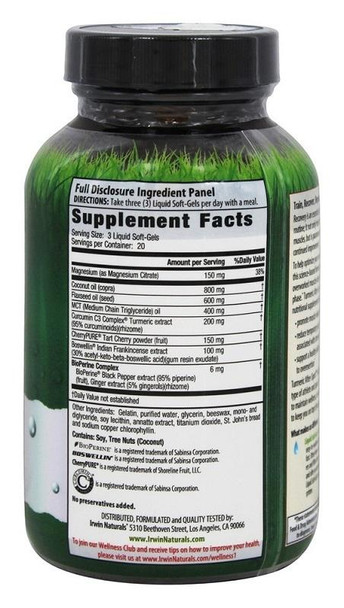 Irwin Naturals Turmeric After Sport With Magnesium, 60 Liquid Softgels