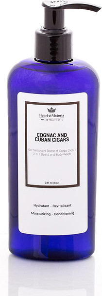 Henri et Victoria Beard Wash | Cognac and Cuban Cigars Beard Shampoo Fragrance | Canadian Made by Skilled Artisan | Moisturizing and Soothing | 228 g (8oz)