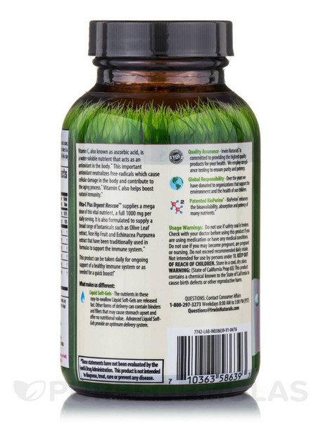 Irwin Naturals Vita-C Plus Urgent Rescue, 60 Liquid Softgels
