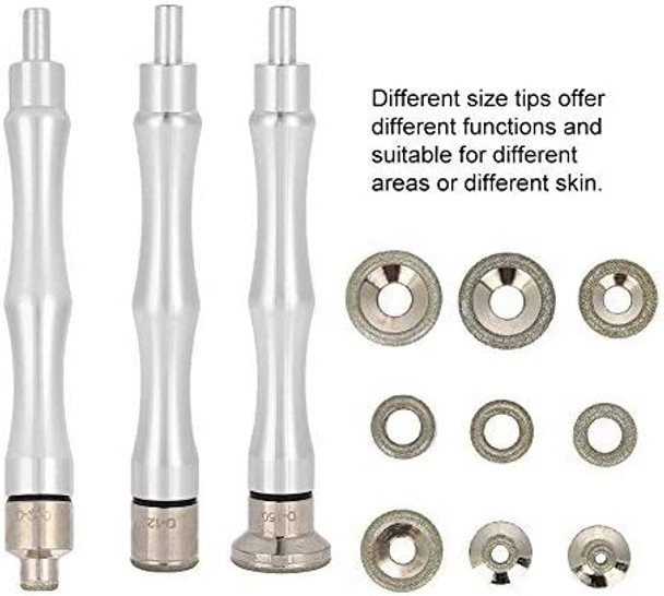 HURRISE Diamond Tips,Replacement Diamond Tips with Handle Stainless Steel Filter Set for Facial Peeling Face Skin Care Salon Beauty Machine Equipment