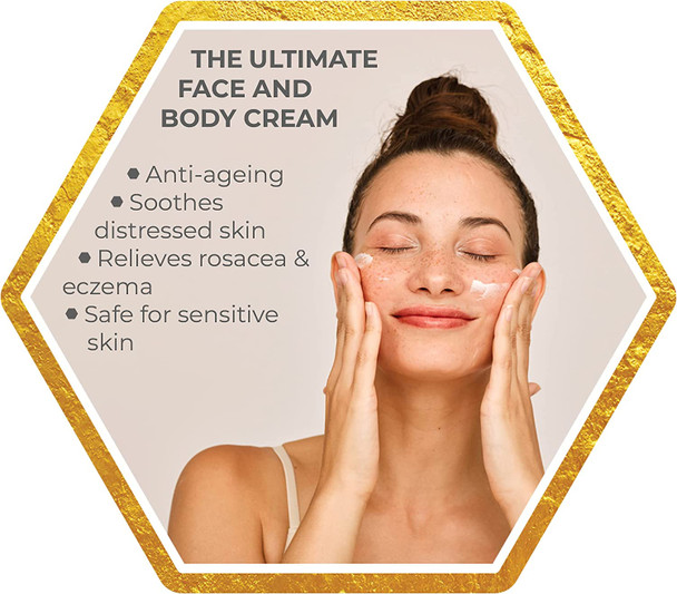 Hydrating Manuka Honey Face and Body Moisturizing Cream - Facial Firming Skin Care - Dark Circles and Puffy Eyes - Skin Tightening - Dry Skin Lotion, Cracked Hands - Organic Aloe and Coconut Oil (4oz)