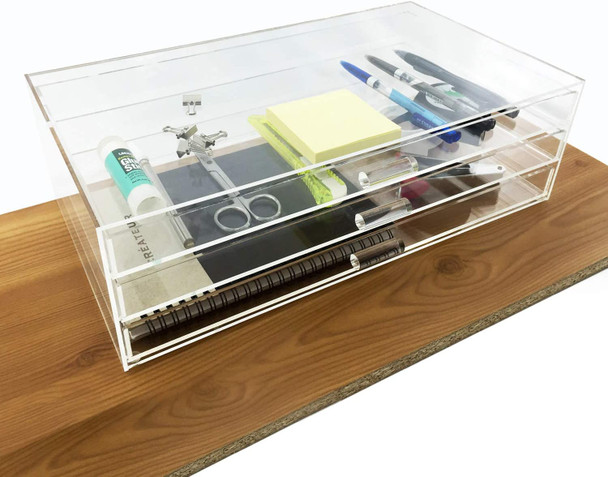 Ikee Design Acrylic 3 Tier with 3 Drawer Cosmetic and Jewelry Organizer Display Chest