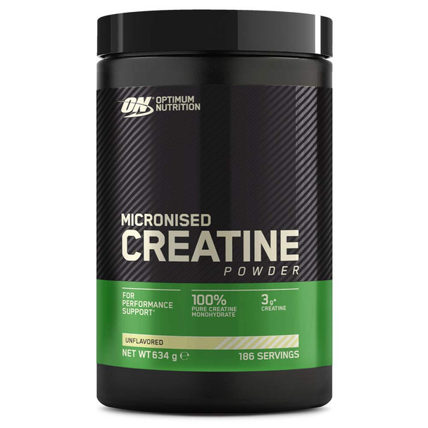 Optimum Nutrition Micronised Creatine Powder, Creatine Monohydrate Powder for Performance, Unflavoured, 186 Servings, 634 g, Packaging May Vary