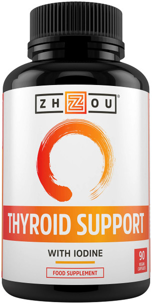 Thyroid Support - Advanced Complex with Iodine, Magnesium, Vitamin B12, L-Tyrosine, Ashwagandha, Schizandra & Cayenne - Contributes to The Reduction of Tiredness & Fatigue - 90 Vegan Capsules