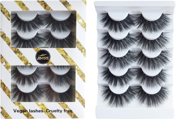 JIMIRE High Volume False Eyelashes Fluffy 3D Lashes Pack 5 Pairs