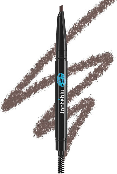 Jonteblu Waterproof Eyebrow Pencil Liner Long Lasting Ultra Fine Slim - Natural Makeup Microblading Eye Brow Definer Pencil - Eyebrow Filler with Spoolie Brush, Taupe