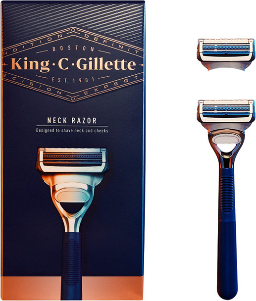 King C. Gillette Neck Razor, Handle plus 2 Blade Refills