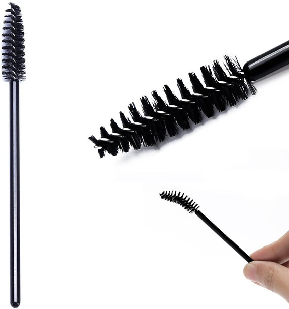 KINGMAS 100 Pcs Disposable Eyelash Mascara Brushes Applicator Wand Brush Makeup Brush - Black