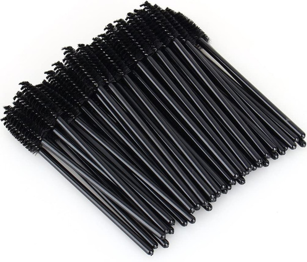 KINGMAS 100 Pcs Disposable Eyelash Mascara Brushes Applicator Wand Brush Makeup Brush - Black